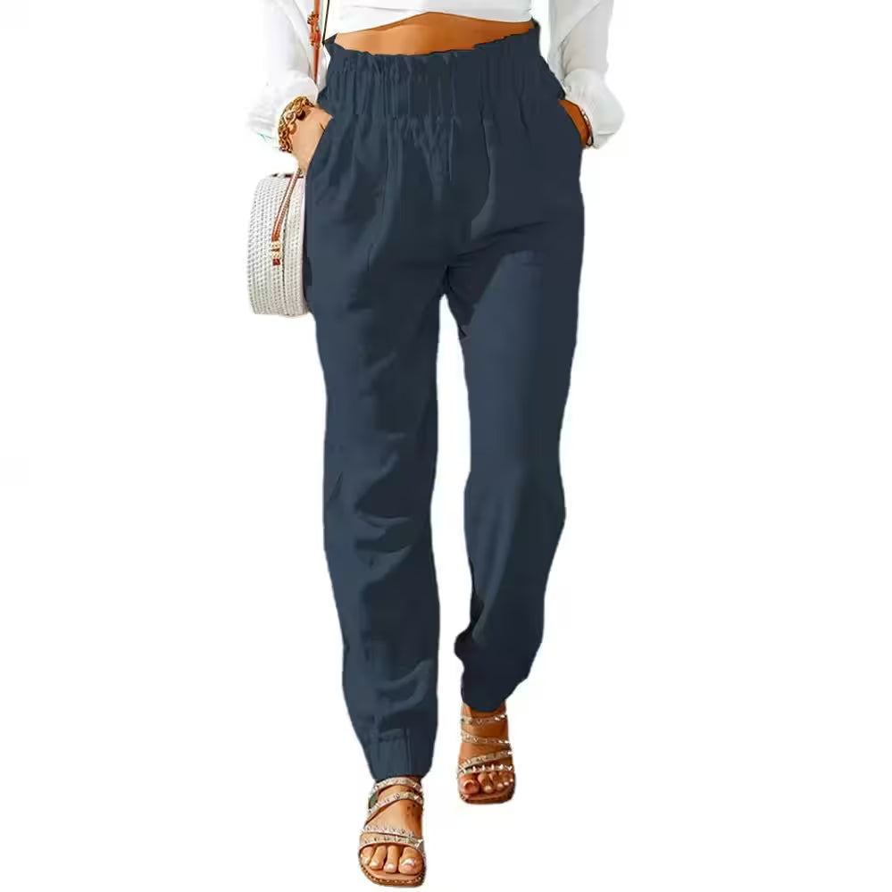 Ruffled Elastic Waistband High Waisted Pants - Additional View 11