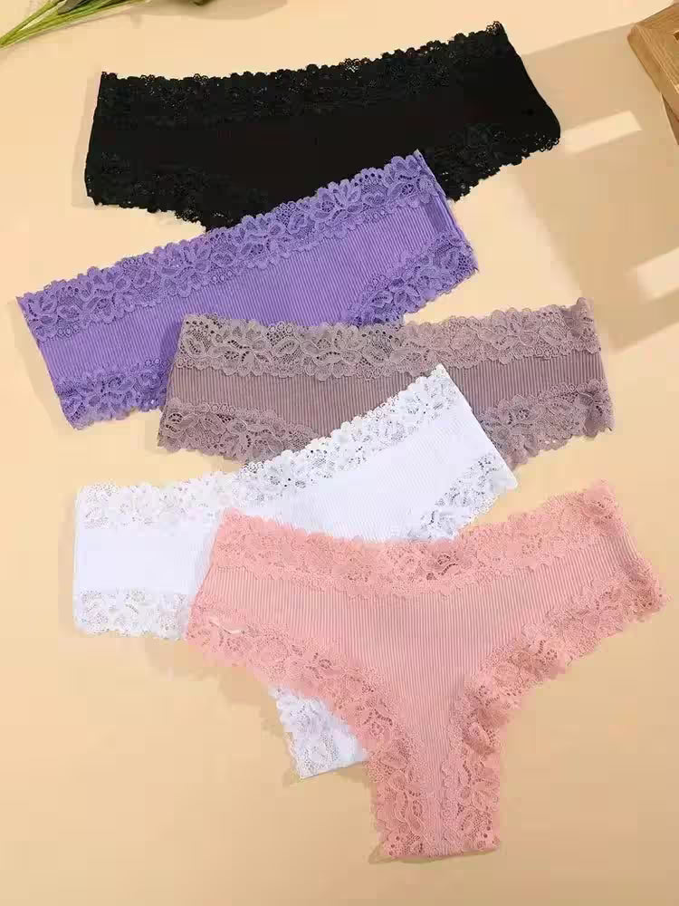 5Pcs/set Cotton Panties Floral Lace Intimate Underwear Trendy - Additional View 28