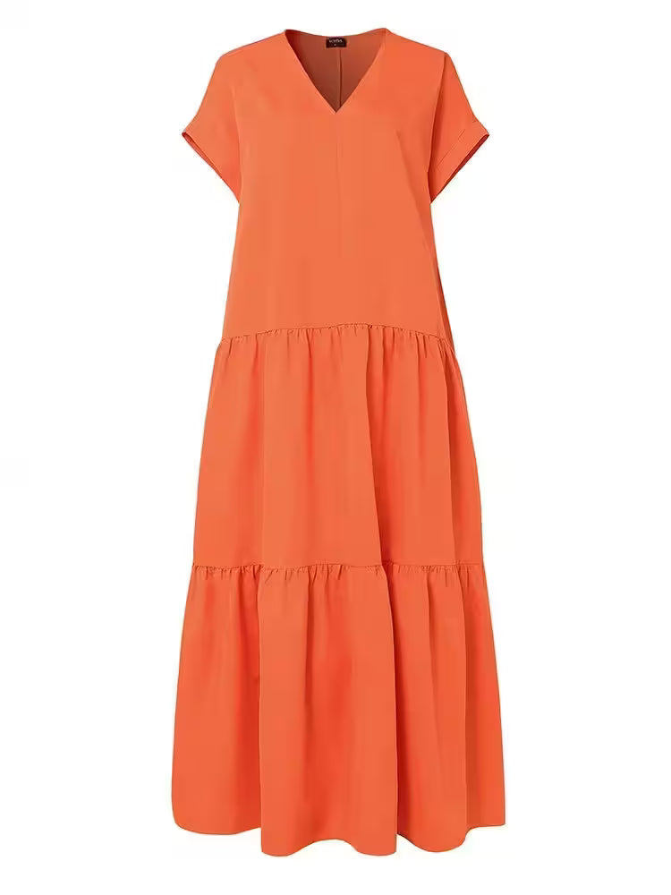 Plus Size Bohemian Dress Solid Color Casual - Additional View 3