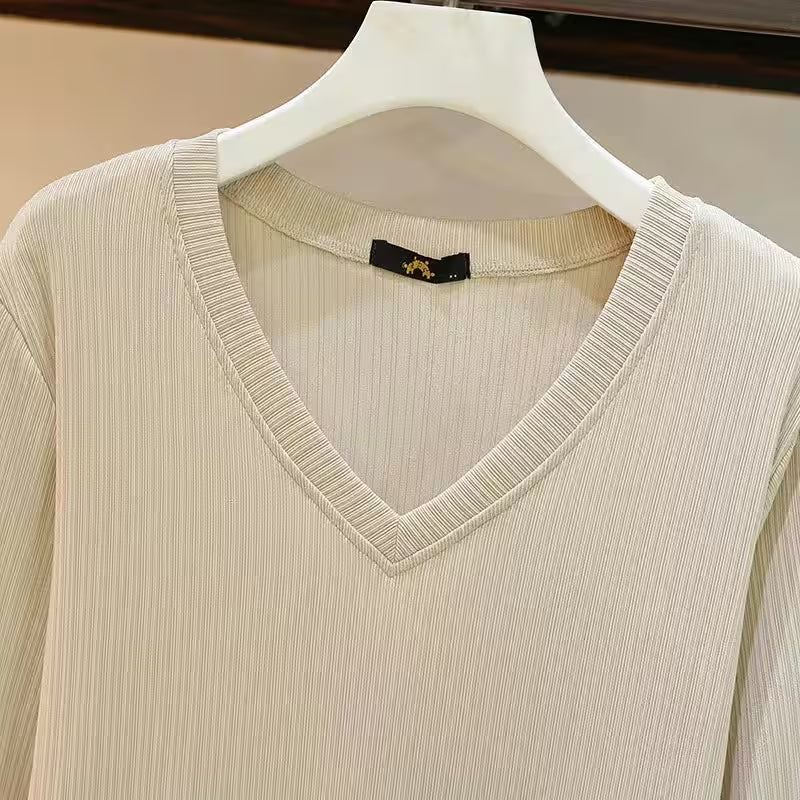 Plus Size Spring Autumn New V-Neck - Additional View 3