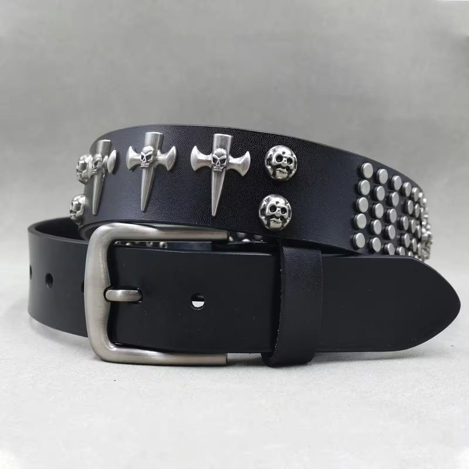 Nice Rivet Genuine Leather Belt Goth Style - Additional View 15