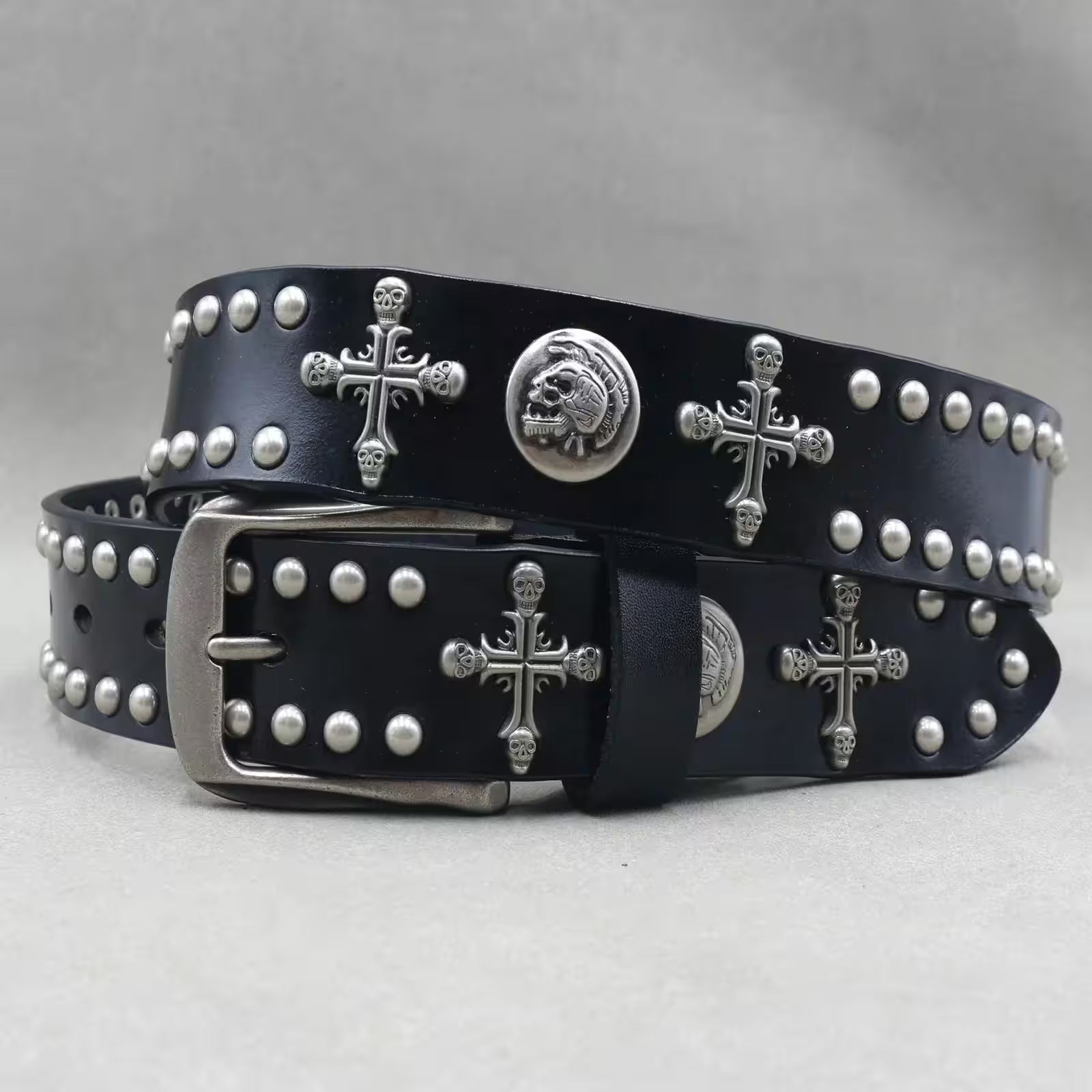 Nice Rivet Genuine Leather Belt Goth Style - Additional View 23