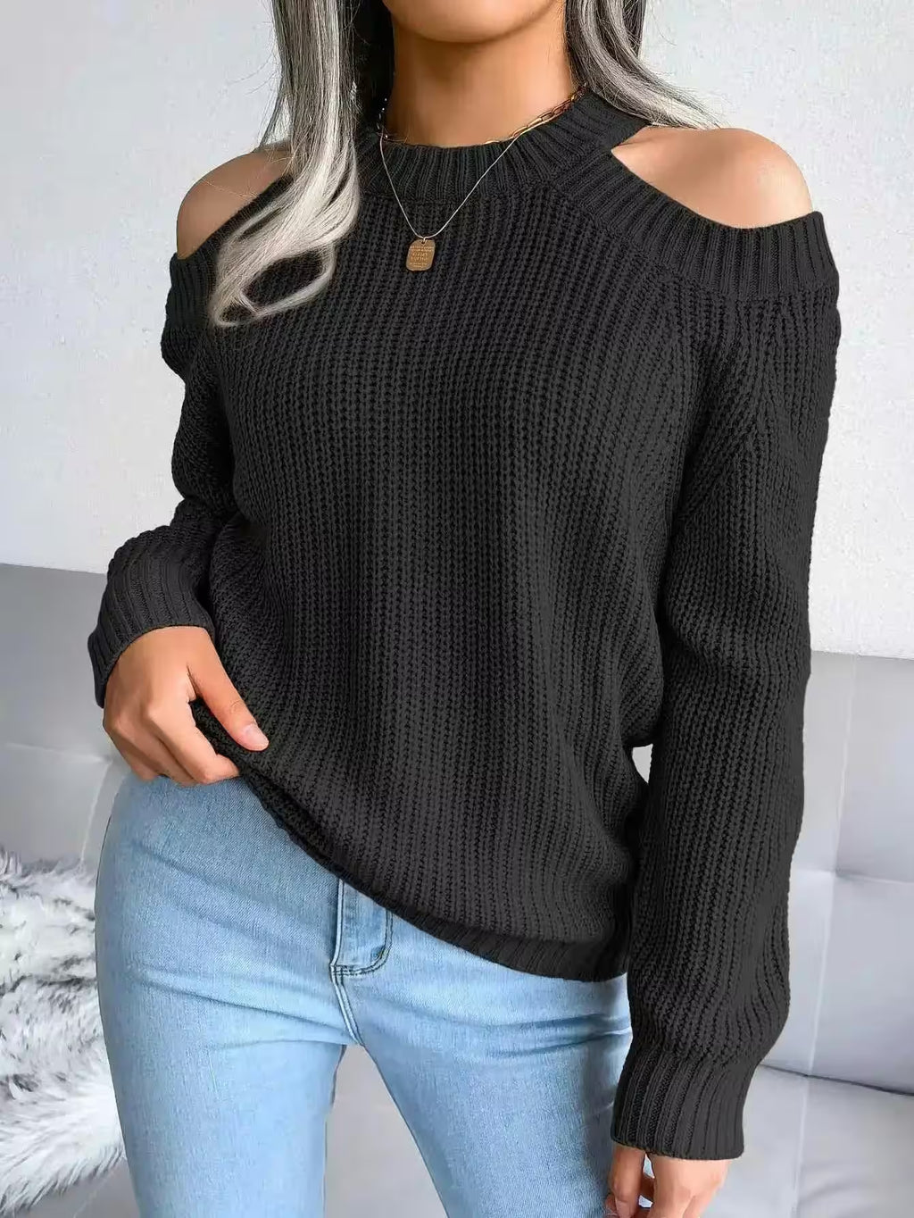 Casual Long Sleeve Knitted Pullover - Women's Fashion - View 11