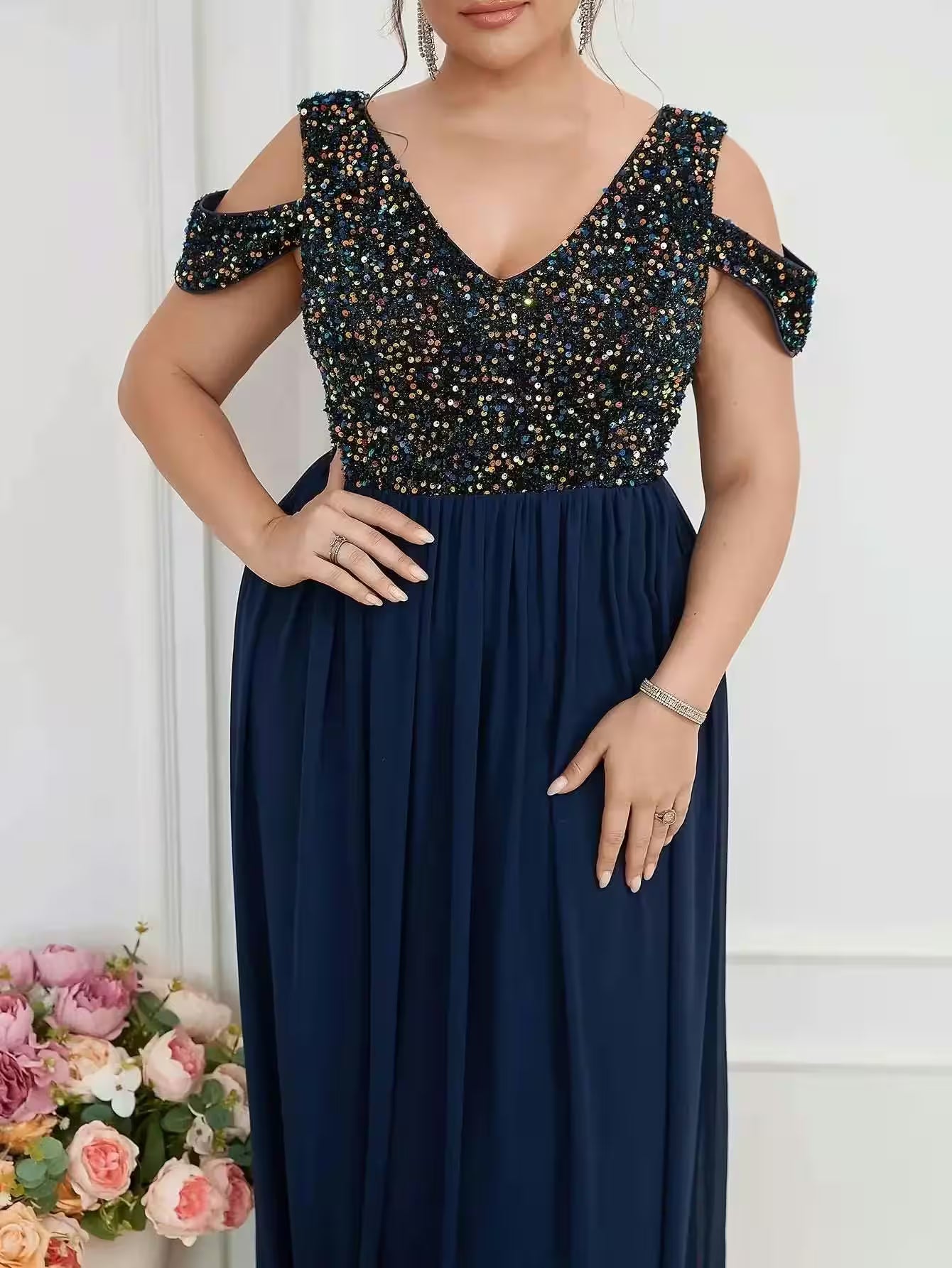 Chiffon Formal Evening Party Sparkle Dress - Additional View 5