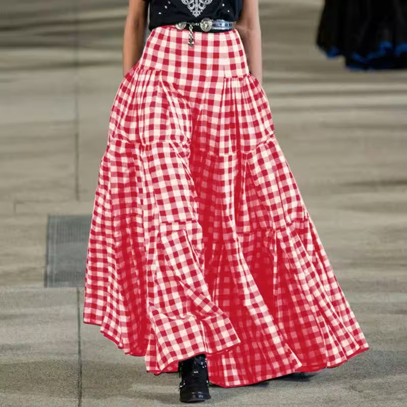 Plus Size 5XL Skirts Summer A Line Plaid - Additional View 6