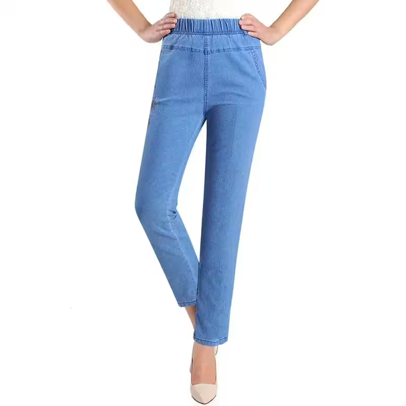 Slim High Waist Elasticity Casual Cowboy Pants - Additional View 4