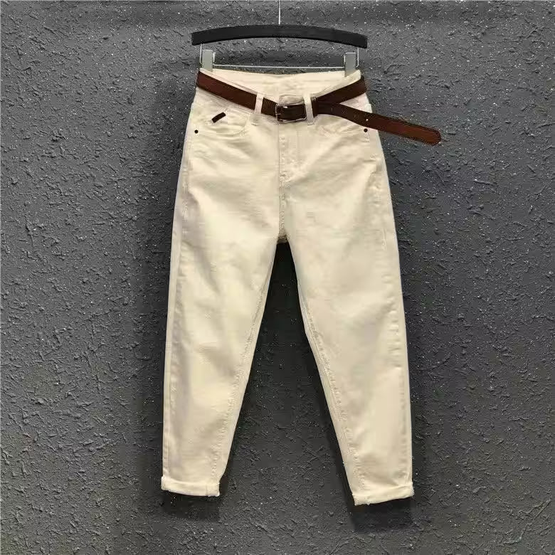 Jeans White High Waist Skinny Cropped Tappered Casual Pantalones - Additional View 7