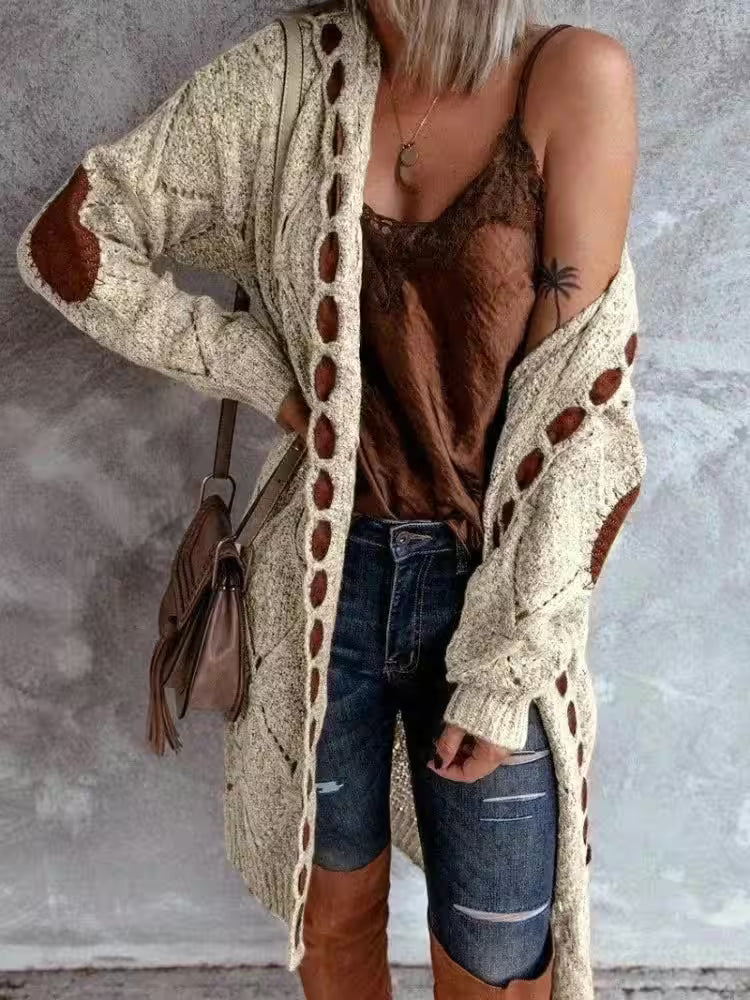 Cardigan Knitted Sweaters Knitted Plaid Casual Coat - Additional View 5