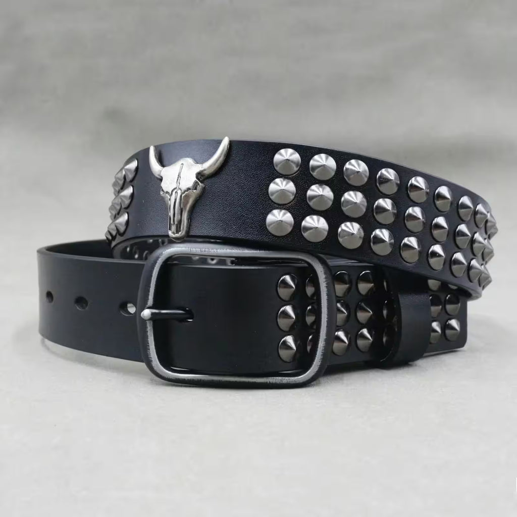 Nice Rivet Genuine Leather Belt Goth Style - Additional View 28
