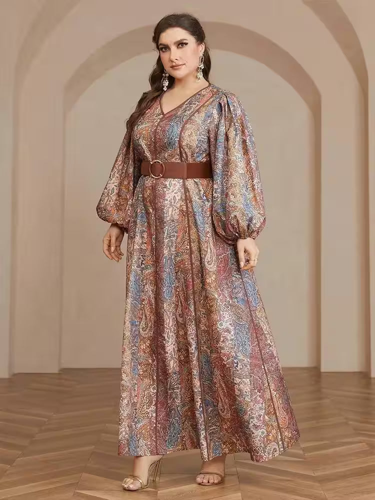 Plus Size Maxi Dresses Luxury  V-neck Print - Women's Fashion - View 4