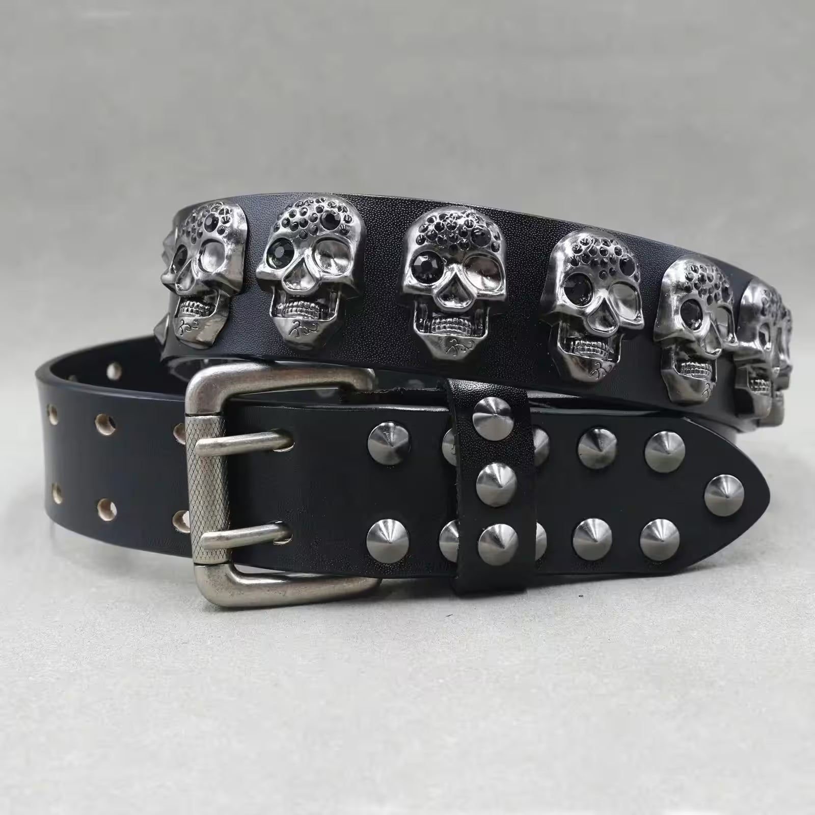 Nice Rivet Genuine Leather Belt Goth Style - Additional View 12