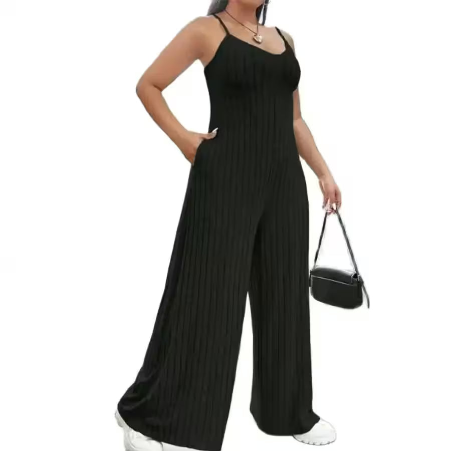 Plus Size Jumpsuitew Pit Strip Solid Colour  Sexy - Additional View 3