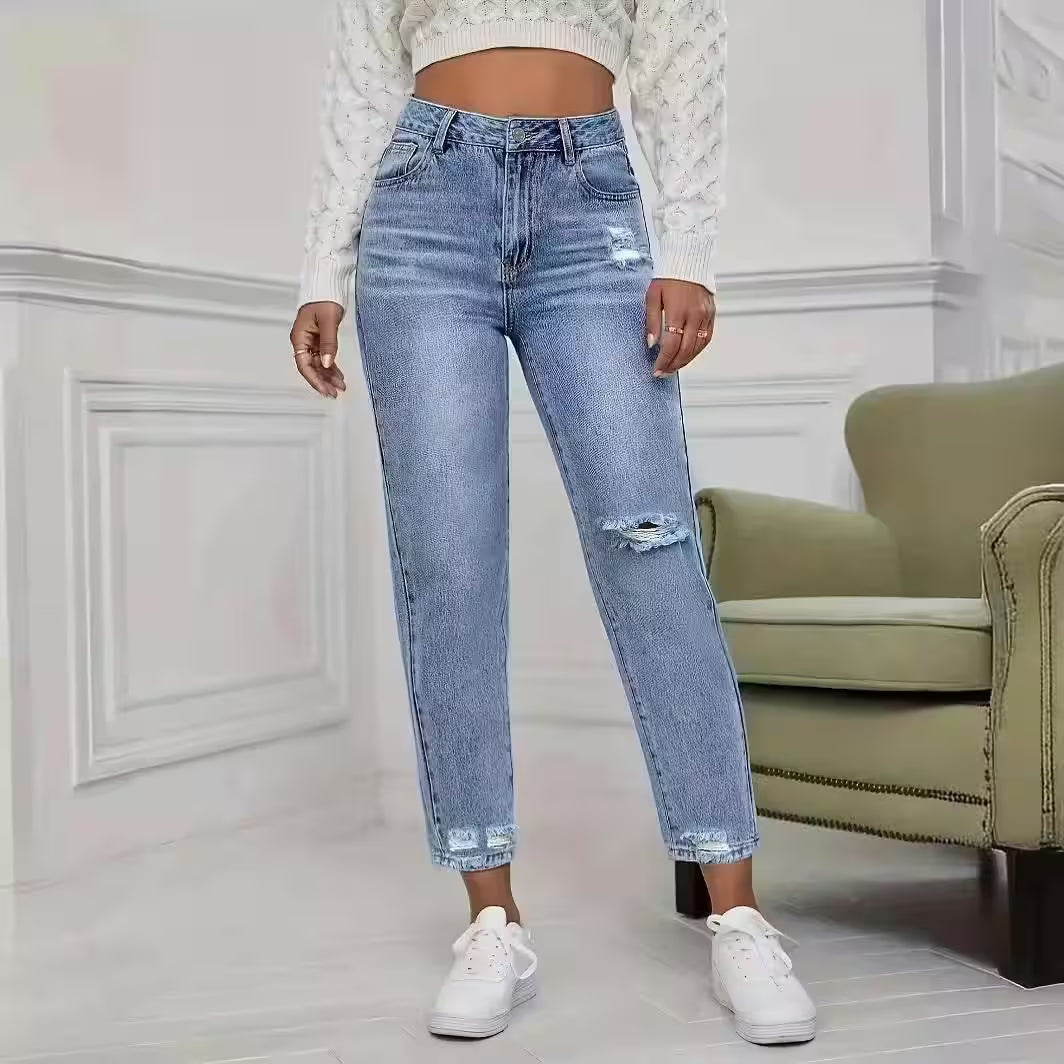 Casual Washed Ripped Jeans Spring - Additional View 2