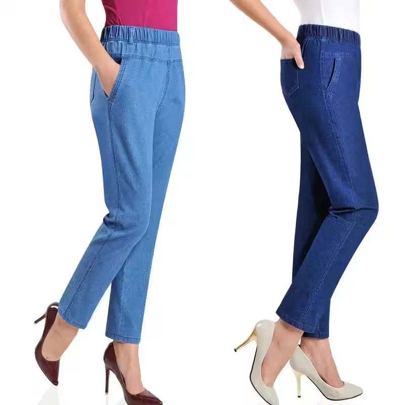 Slim High Waist Elasticity Casual Cowboy Pants - Additional View 2
