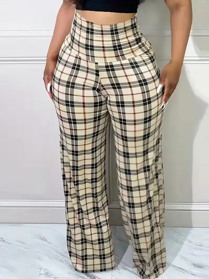 Plaid Wide Leg Pants  High Waist Casual Spring - Additional View 5