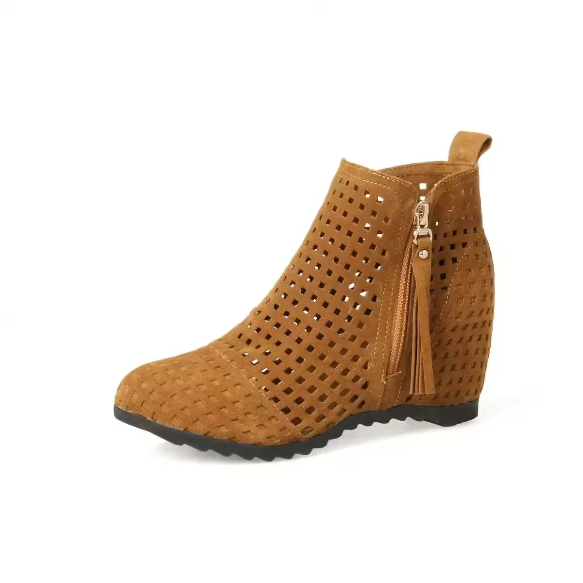 Boots Flat Low Hidden Wedges Cutout Zip - Additional View 13