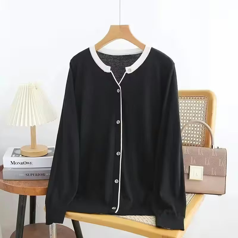 Plus Size  V-Neck Stripe Knitted Pullover - Additional View 10