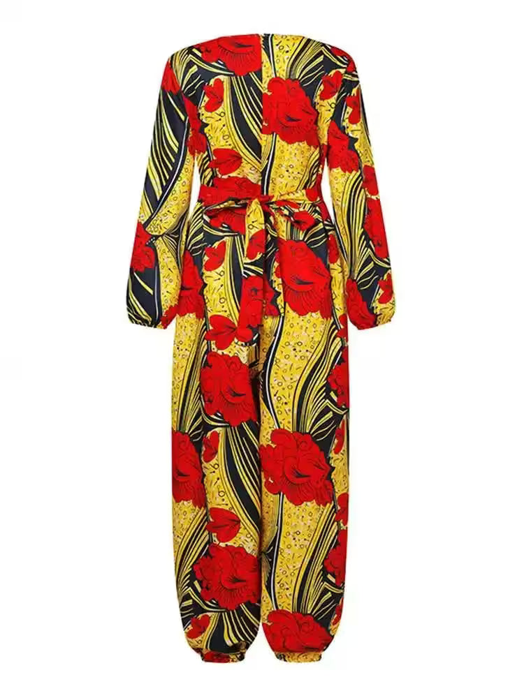 Plus Size Printed Jumpsuits Vintage Casual - Additional View 3