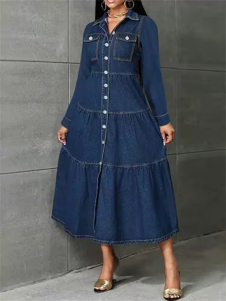 Casual Button Cardigan Long Sleeve Dresses - Additional View 10