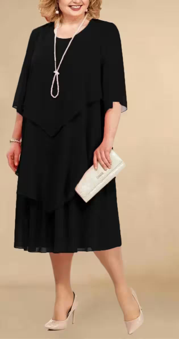 Plus Size Elegant Chiffon Dress Irregular - Additional View 6