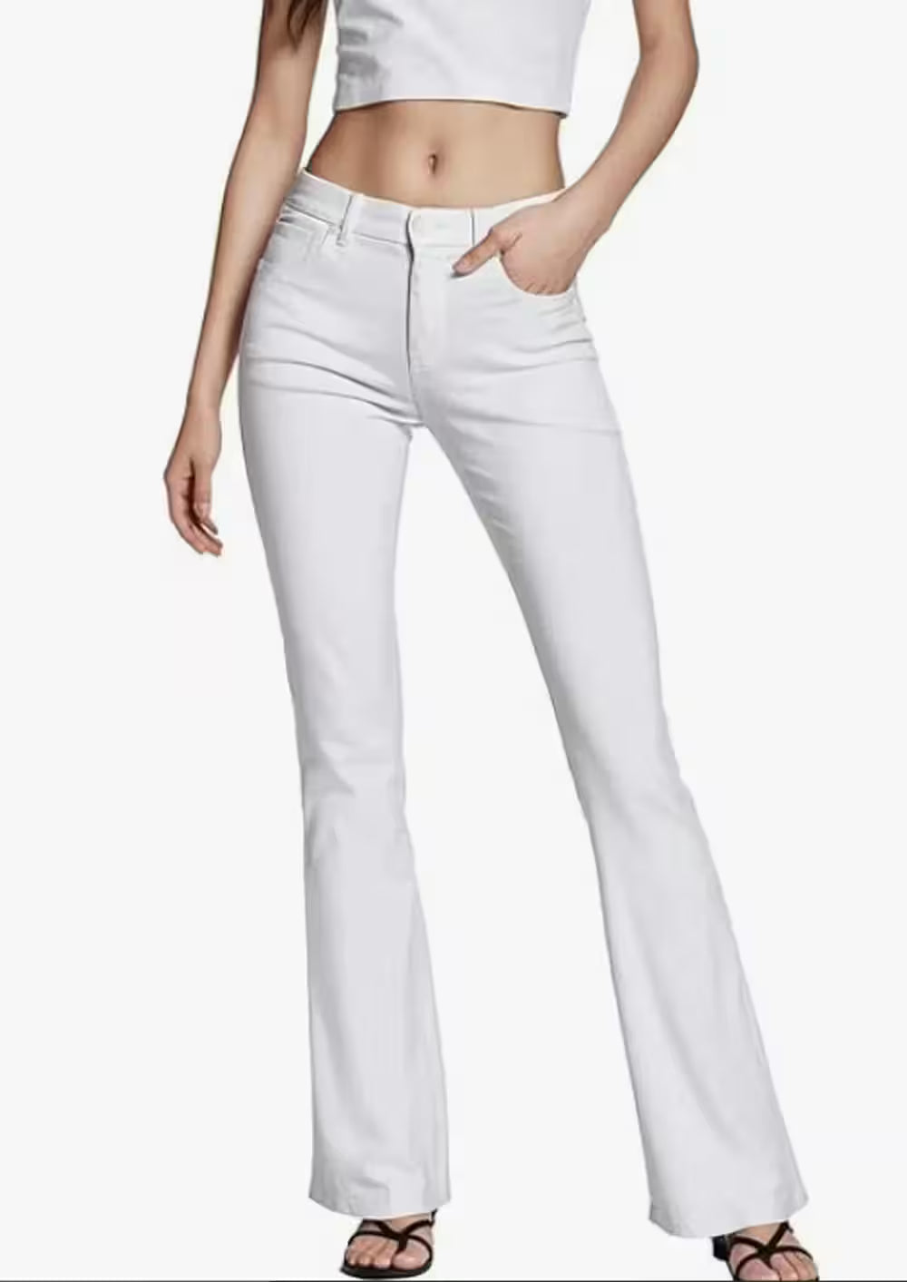 Jeans Flare With Pockets Stretch Trousers Work Casual - Additional View 3