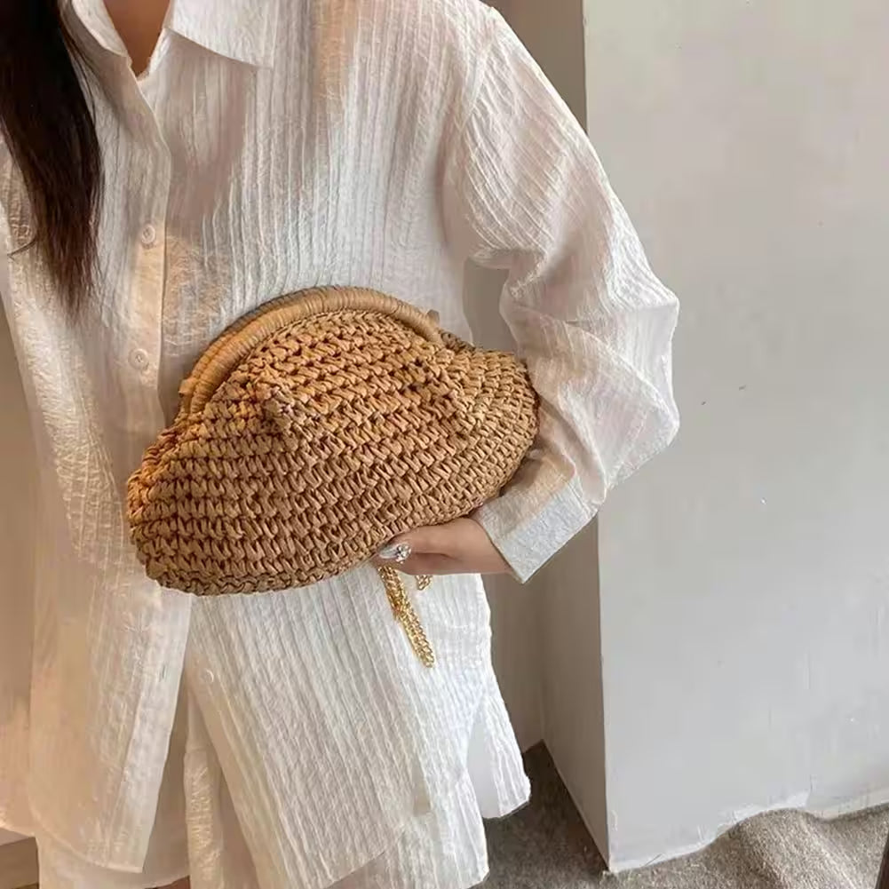 Bag Chain Strap Straw Stylish Crossbody - Flair Feminine