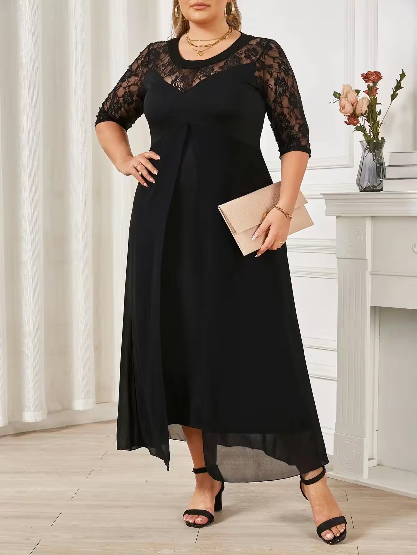 Plus Size Sexy Elegant Lace Patchwork - Additional View 4