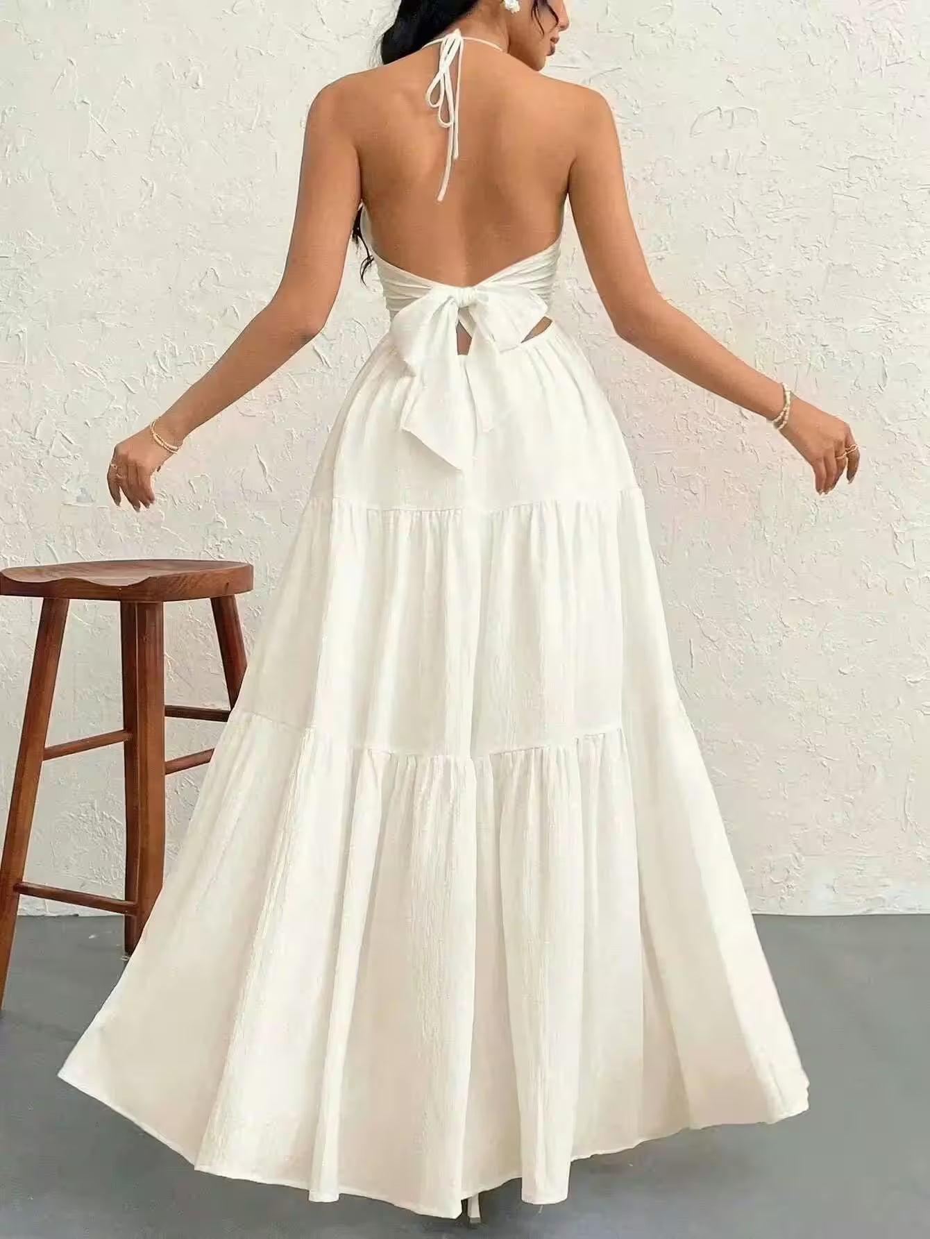 Boho Chiffon Halter Maxi Dress - Women's Fashion - View 12