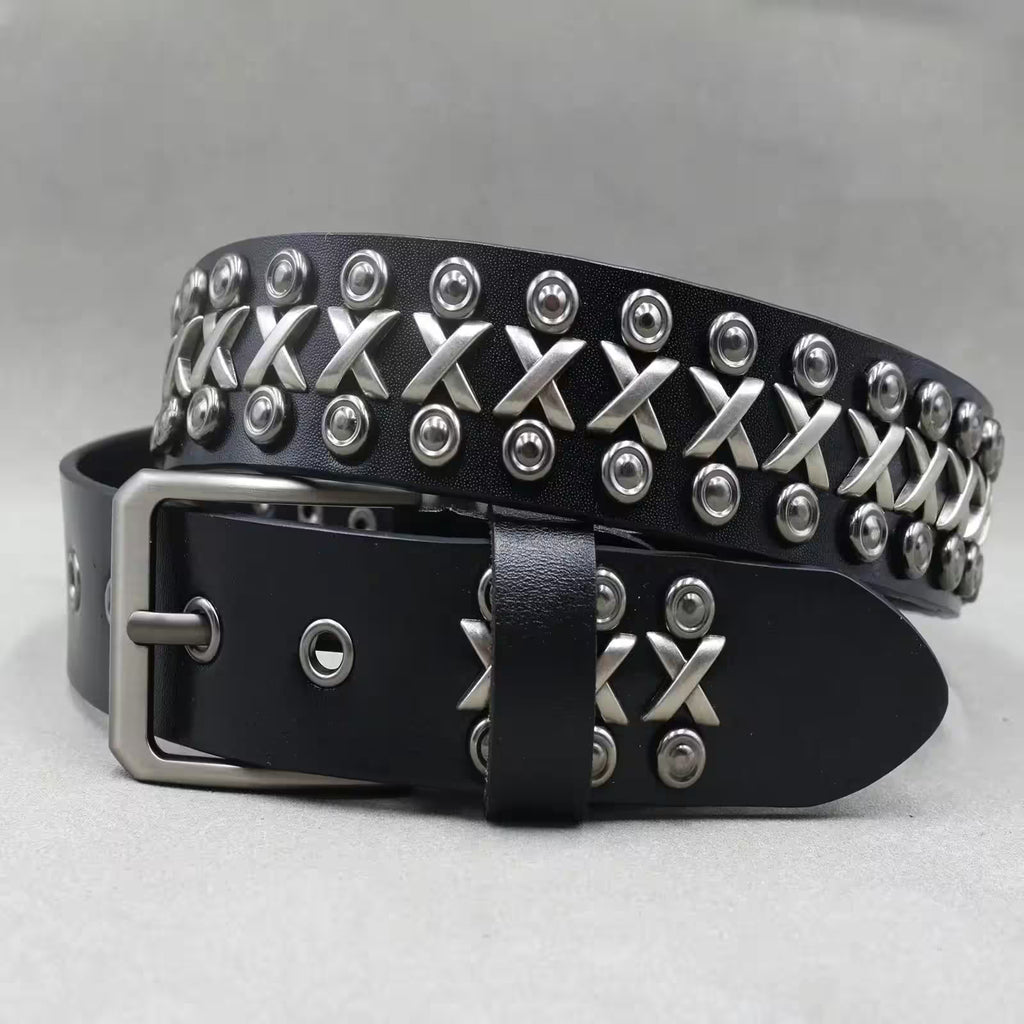 Nice Rivet Genuine Leather Belt Goth Style - Additional View 18