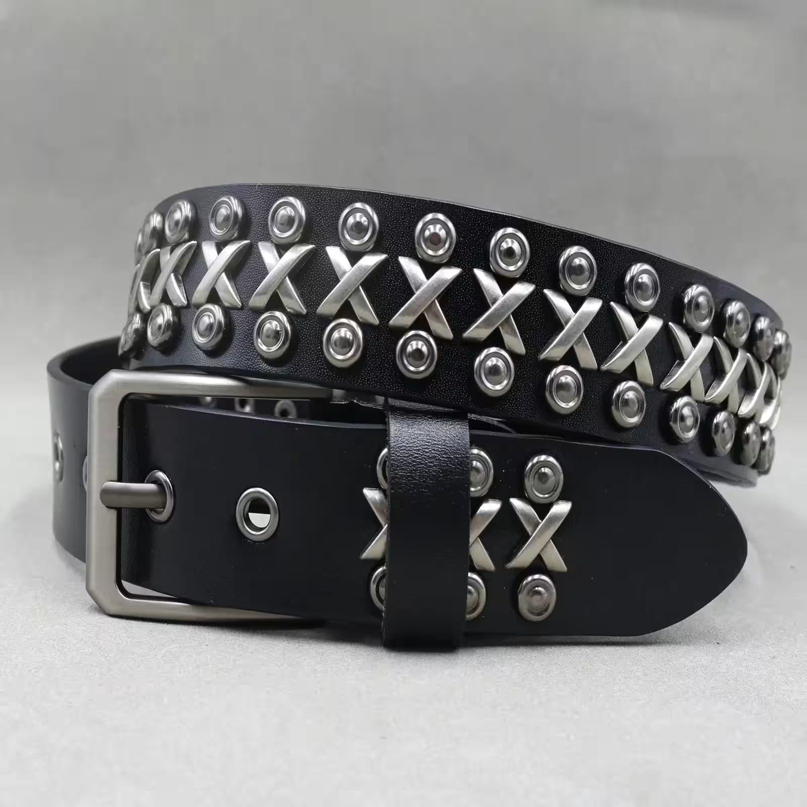 Nice Rivet Genuine Leather Belt Goth Style - Additional View 18
