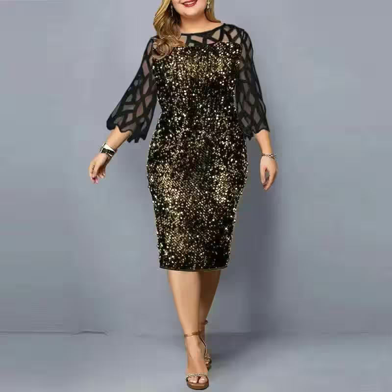Party Dress 3/4 Sleeves Plus Size Mid - Additional View 7