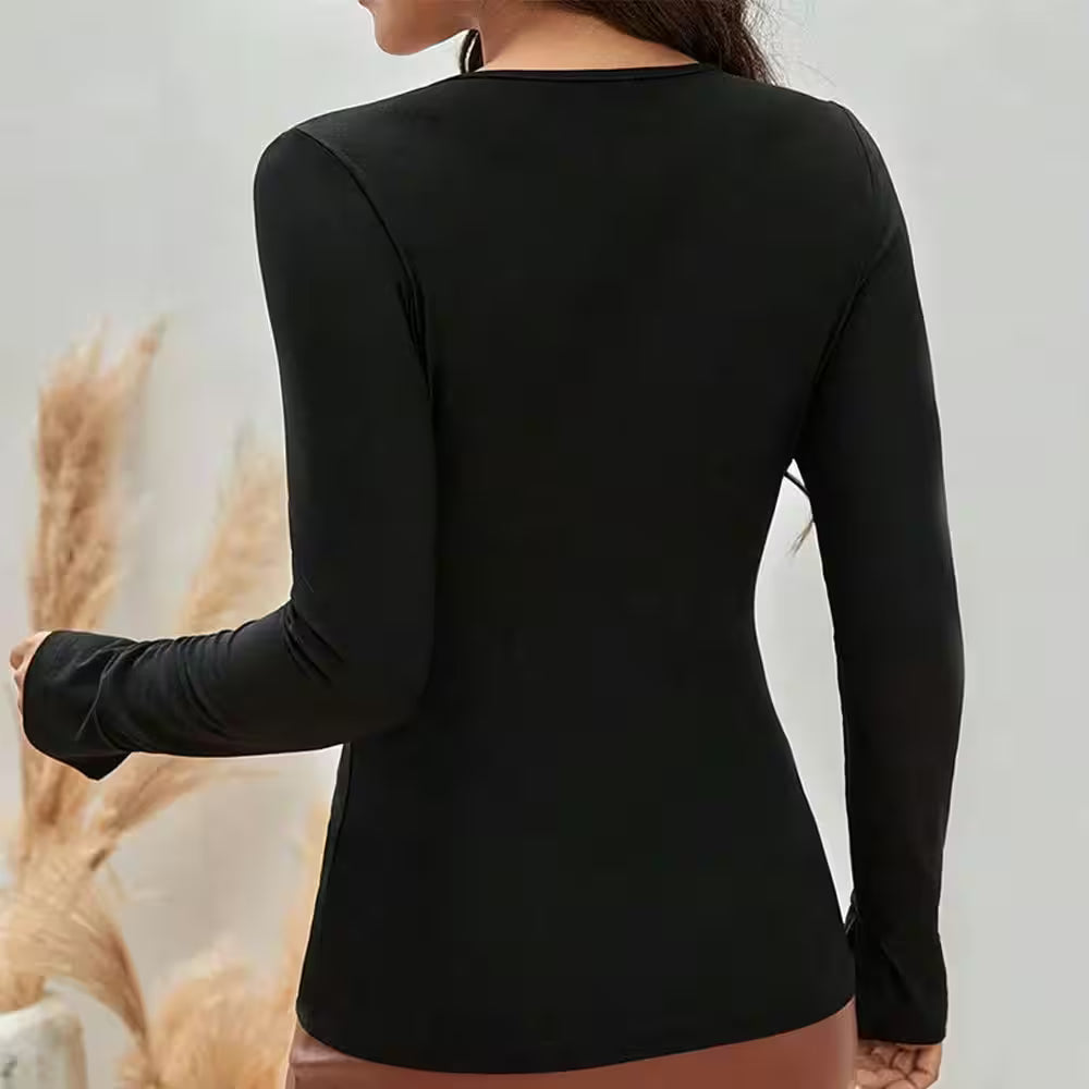 Sexy V-neck Slim Long-sleeved T-shirt - Additional View 2