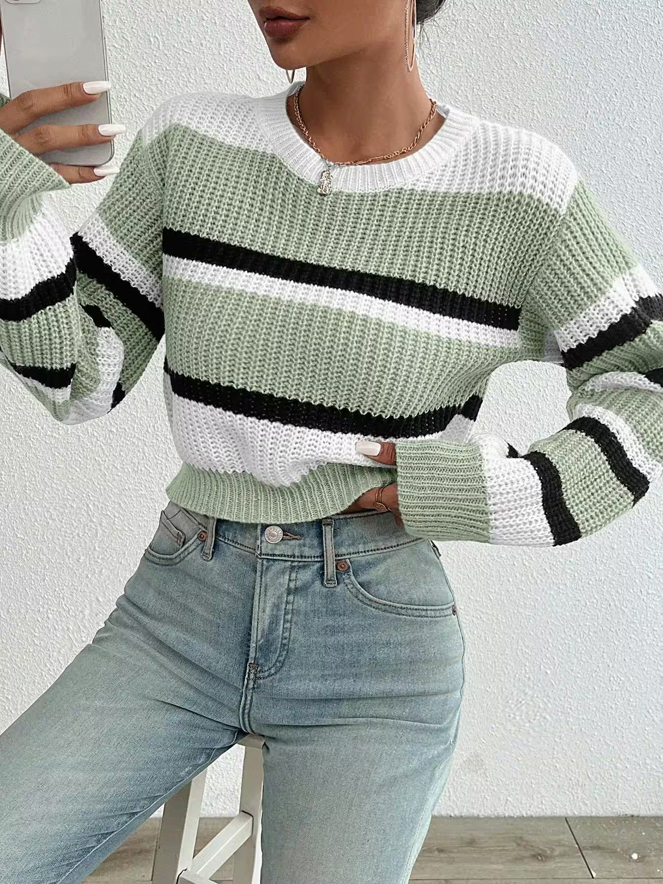 Sweater new acrylic loose drop shoulder round neck - Women's Fashion - View 6