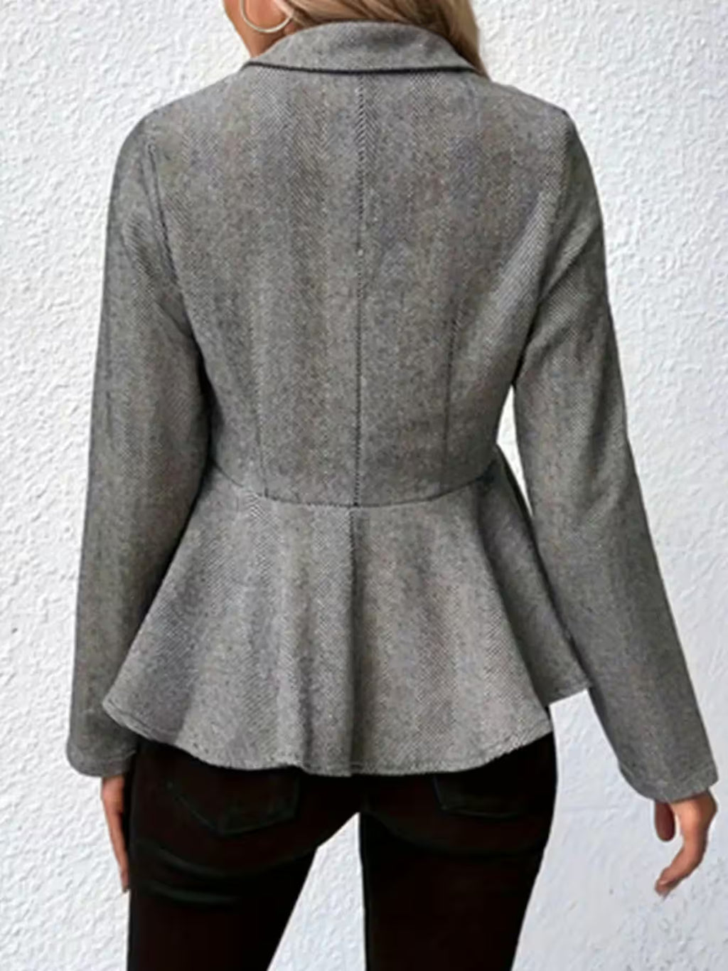 Plus Size Casual Coat Plus Chevron Print Long Sleeve - Additional View 2