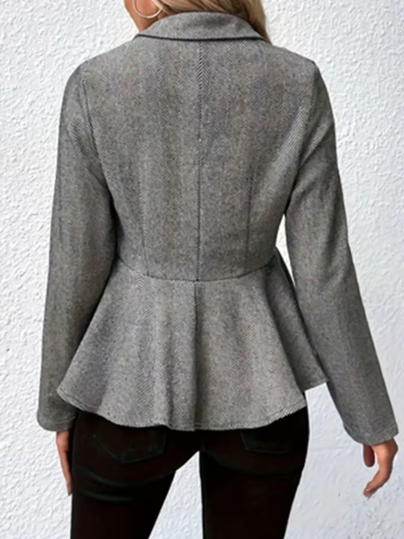 Plus Size Casual Coat Plus Chevron Print Long Sleeve - Additional View 2