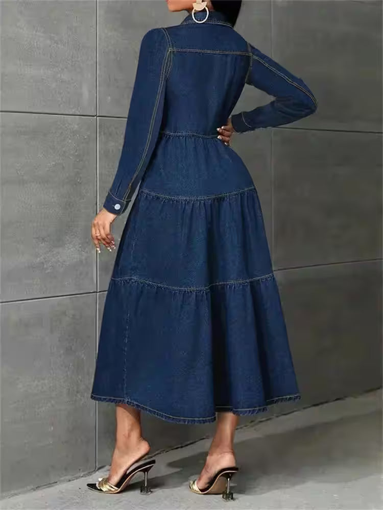 Casual Button Cardigan Long Sleeve Dresses - Additional View 2