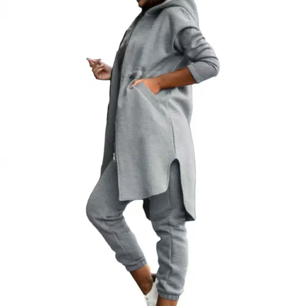 Pants Set Tracksuit Zipper Hooded Coat - Additional View 6