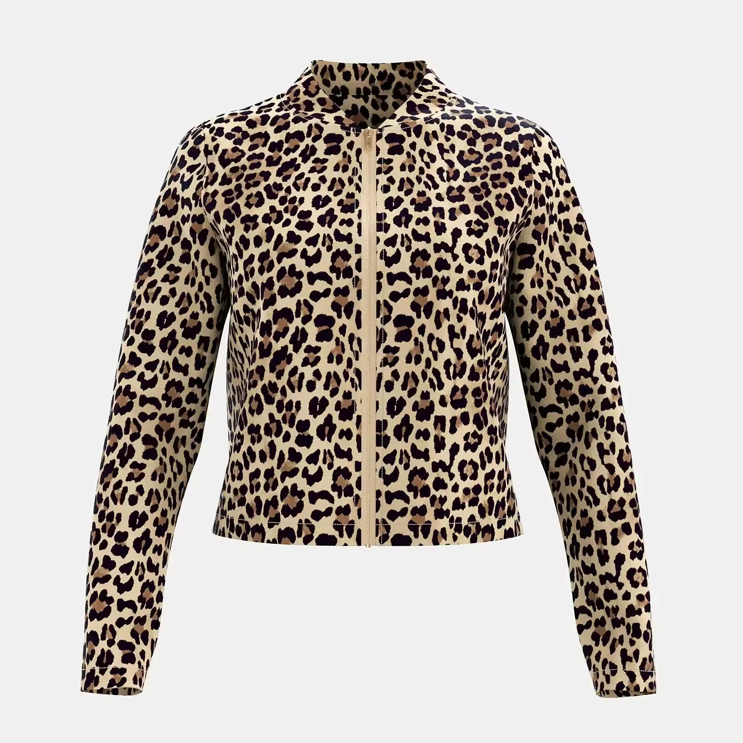 Jackets Fashion Decent Zipper Leopard Print Long Sleeve - Additional View 3