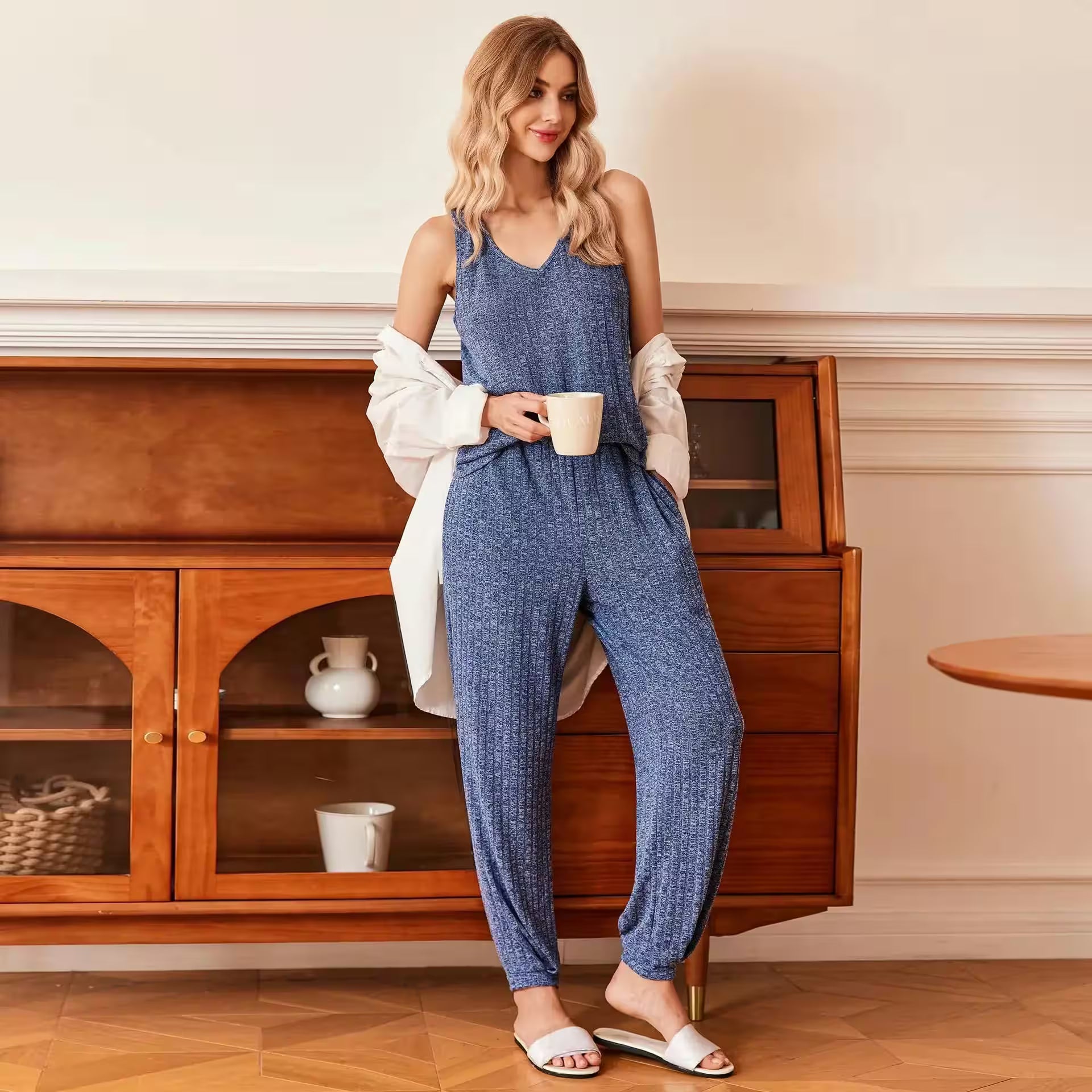 Spring Two Piece Set Floral Yarn Vest + Top - Additional View 7
