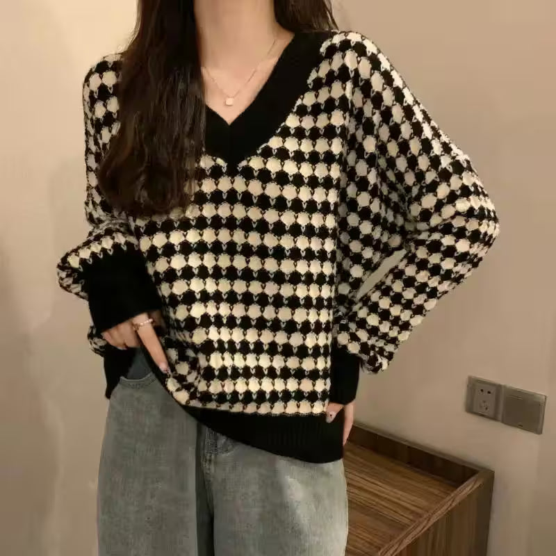 Sweaters - V-Neck Loose Clothing Bat Sleeve Sweater Spring for Women