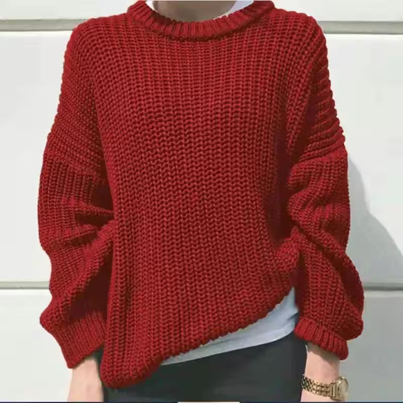 Casual Simple Neck Loose Knit Pullover Sweate - Additional View 7