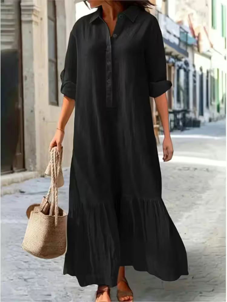 Plus Size Dress Office Lady Spring  Elegant Solid - Women's Fashion - View 8