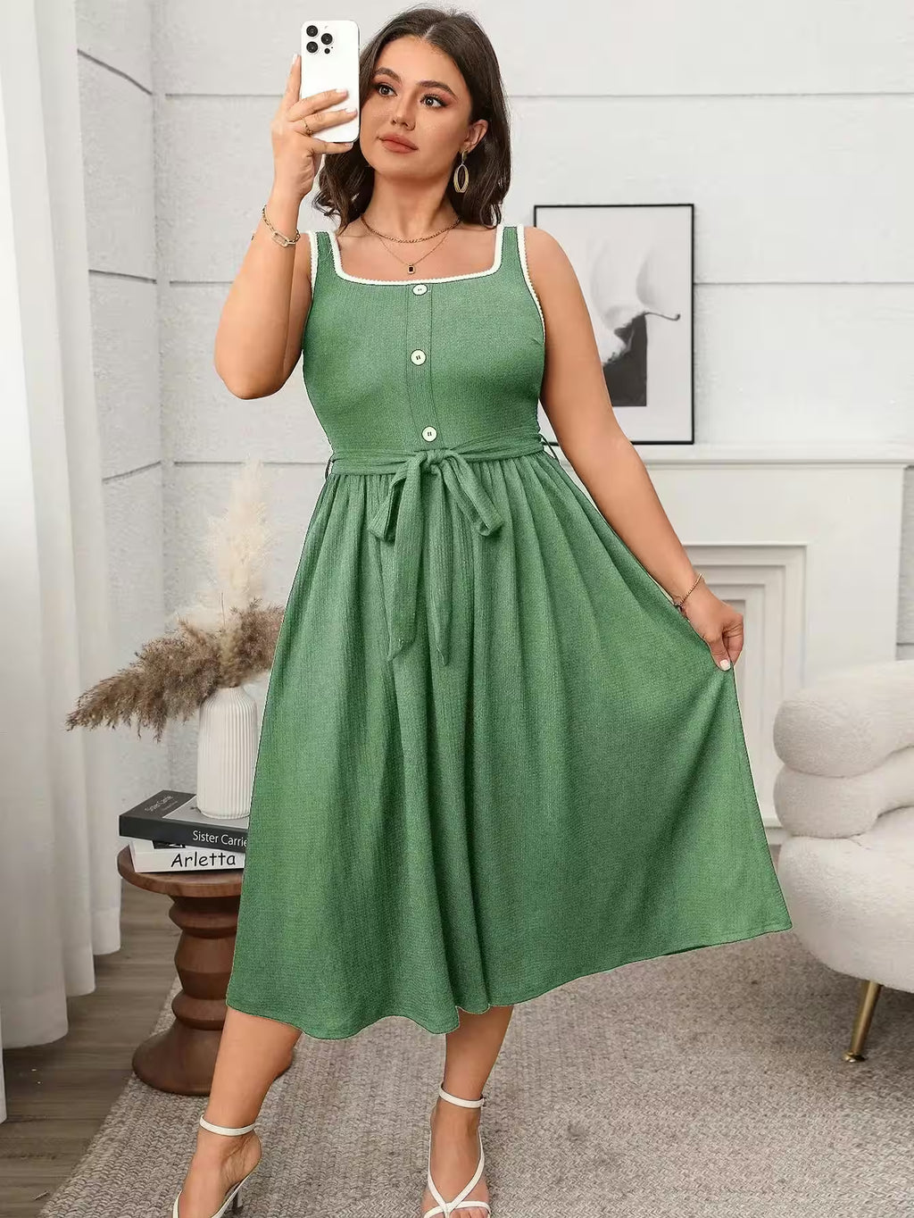 Plus Size Square Collar Dress - Additional View 7