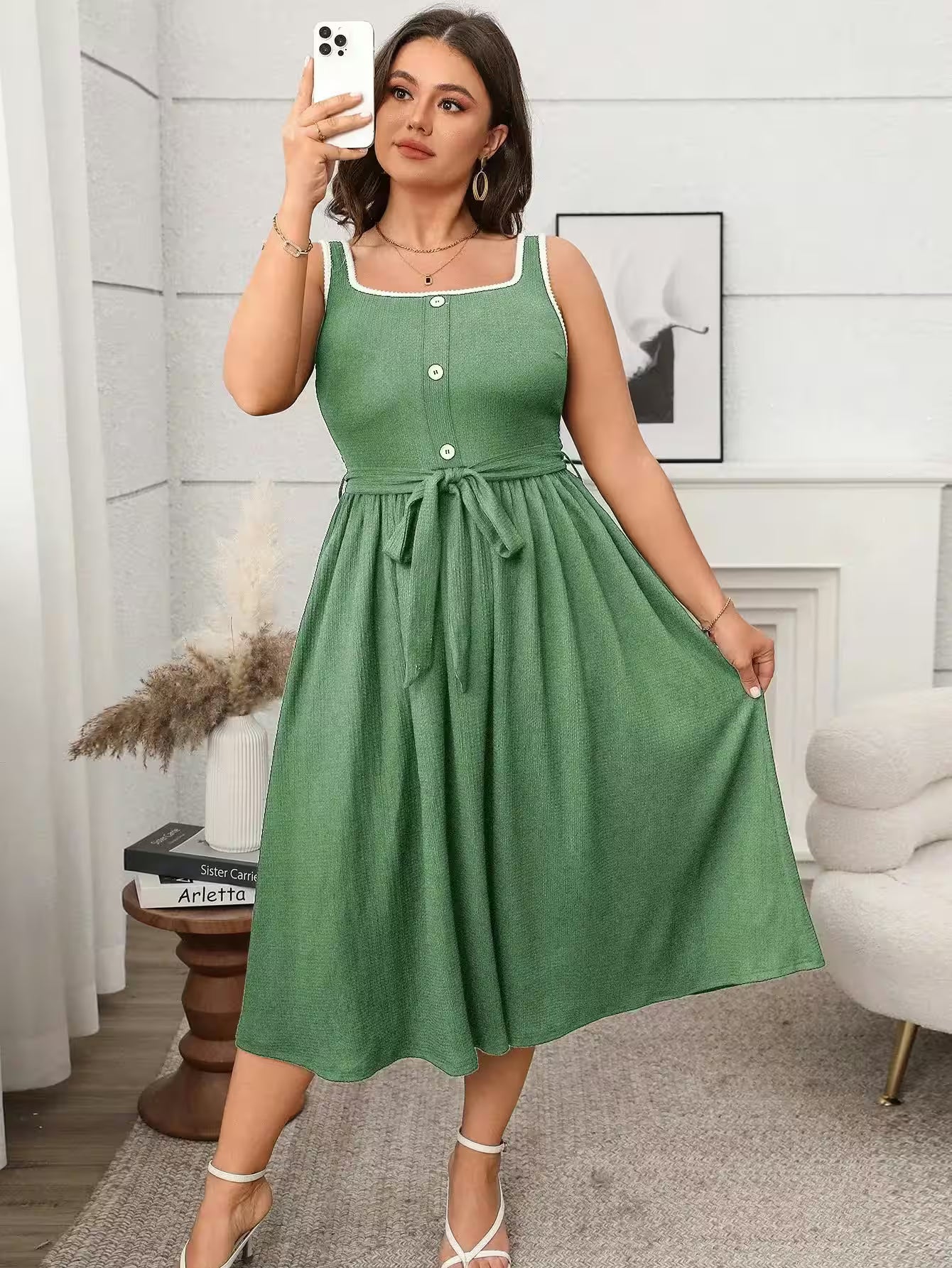 Plus Size Square Collar Dress - Additional View 7