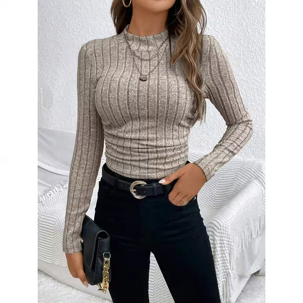 T-Shirts Plain Elasticity Long Sleeve Skinny - Additional View 2