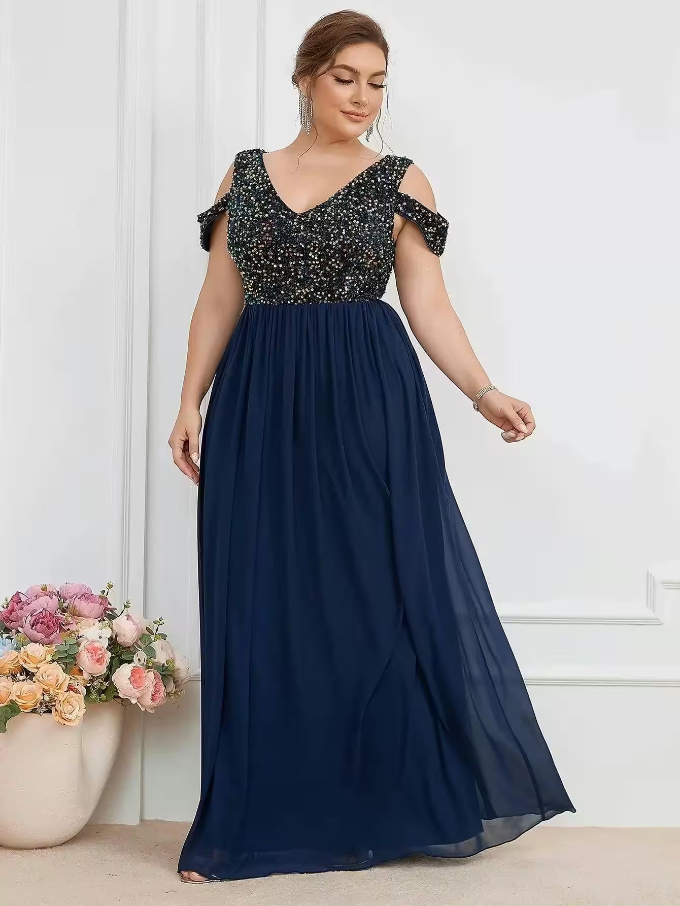 Chiffon Formal Evening Party Sparkle Dress - Additional View 4