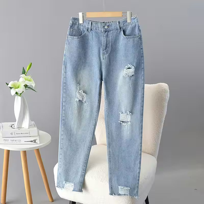 Tops - Plus Size Distressed Jeans Skinny Streetwear