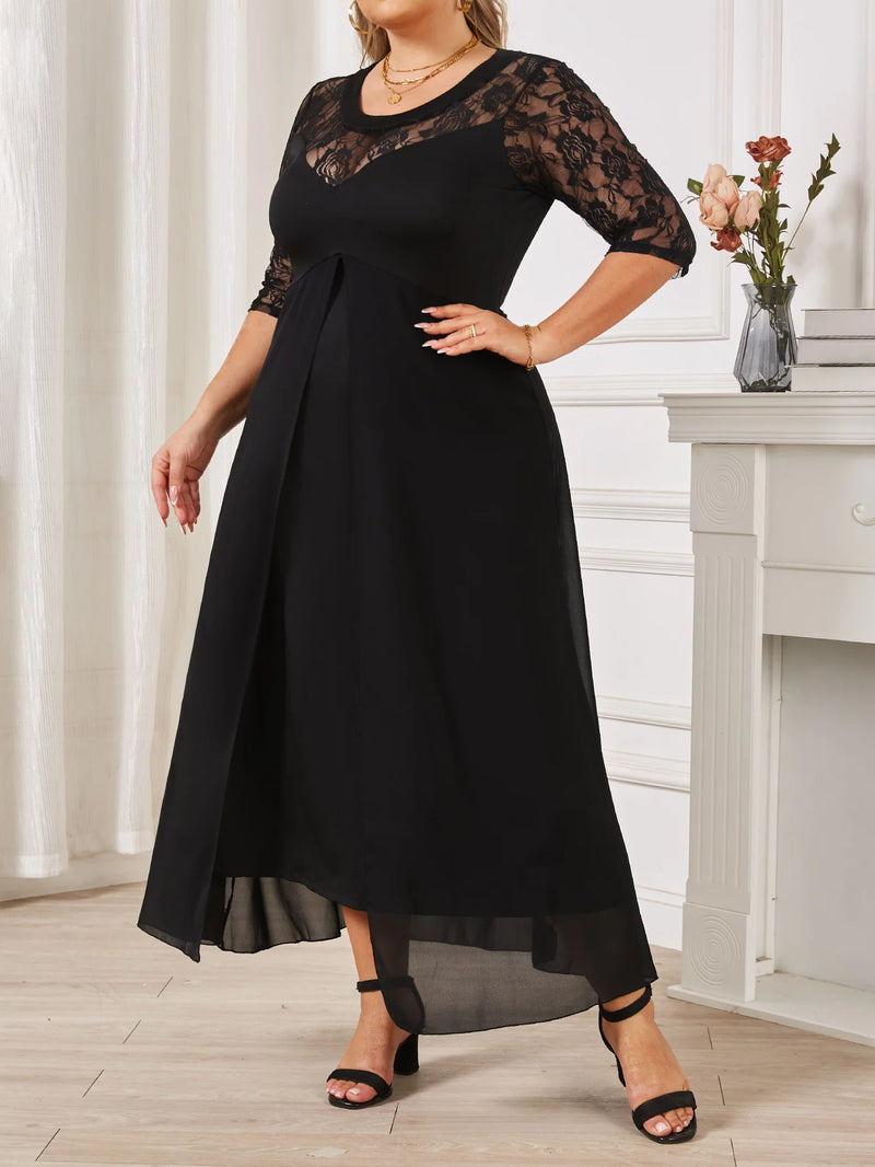 Plus Size Sexy Elegant Lace Patchwork