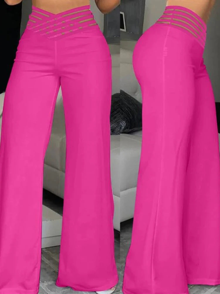 Pants Autumn Casual Crisscross Streetwear Elegant