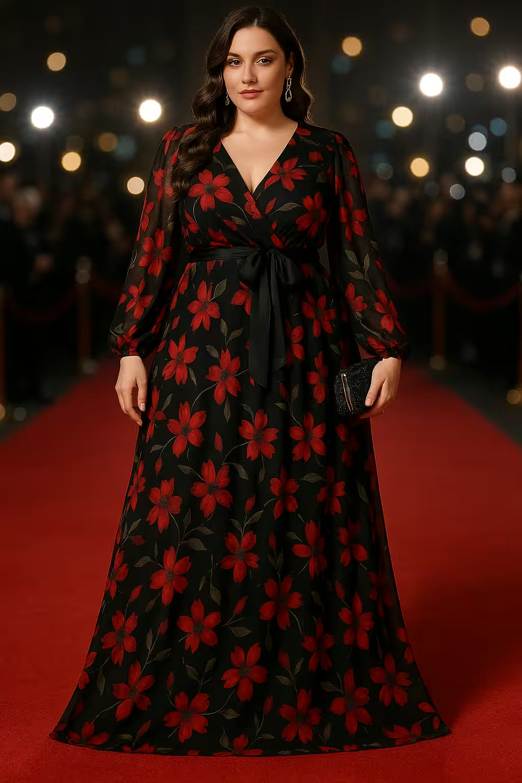 Dresses - Plus Size Floral Print Belted Dress Spring for Women